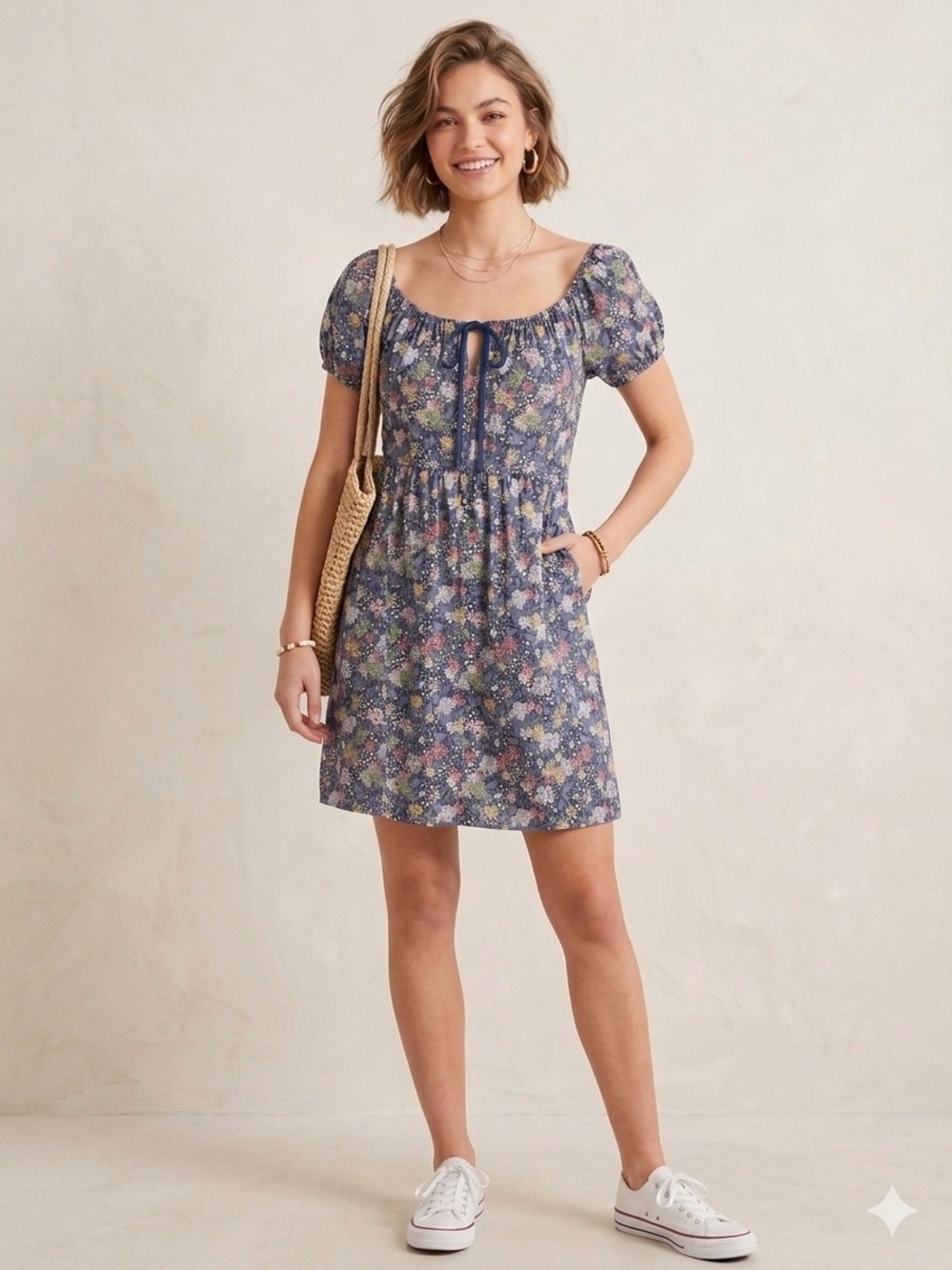 Universal Thread Navy Blue Floral Mini Dress